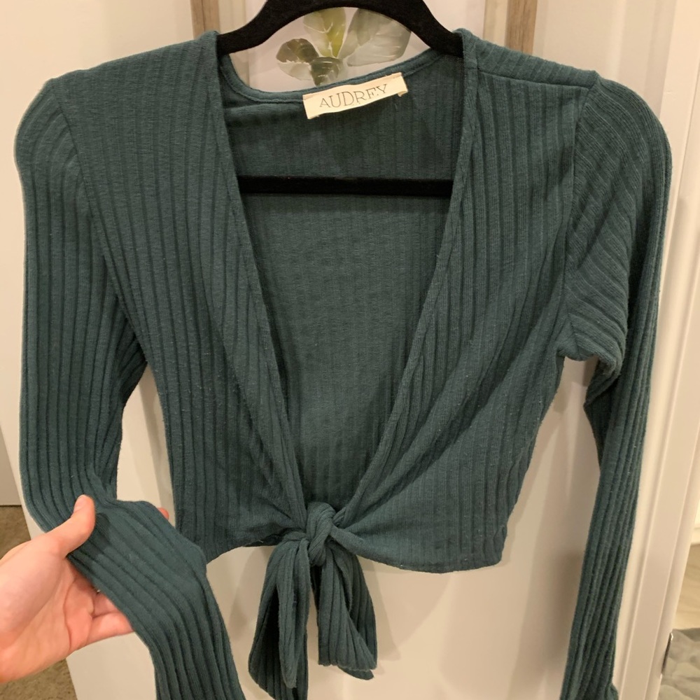 Long sleeve deep V neck top